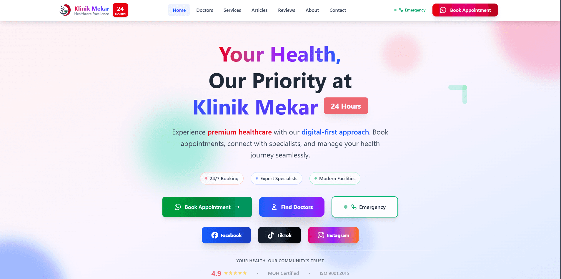 Klinik Mekar Website — Healthcare Platform built by iidev Studio
